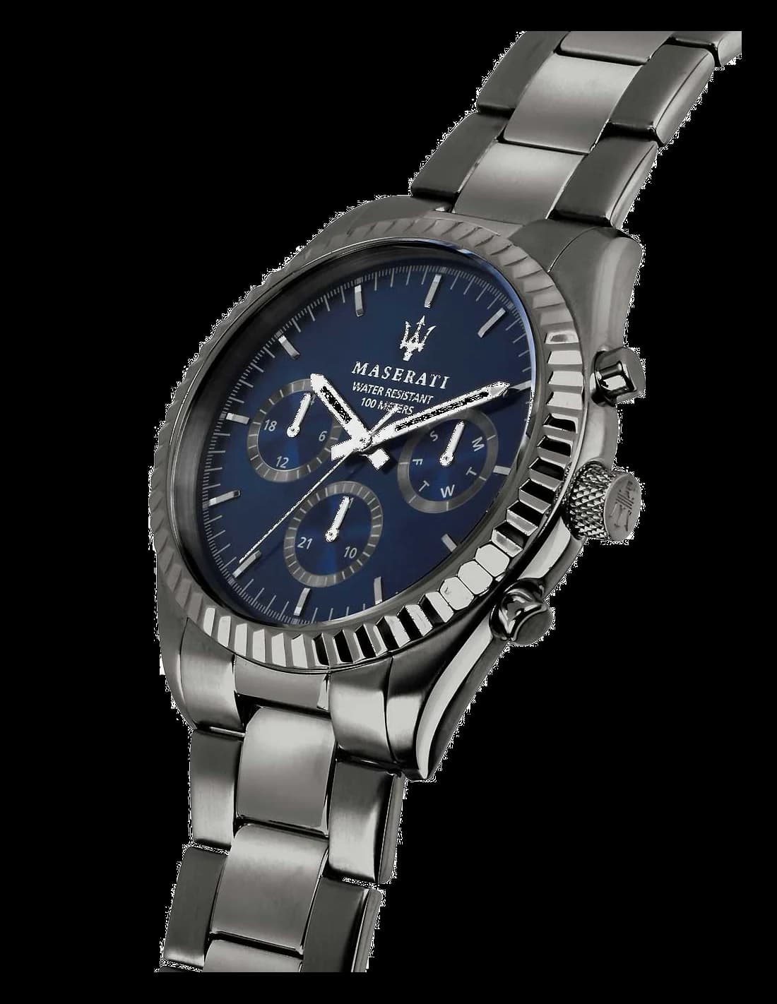 Cadran Maserati R8853100019 index appliques, aiguilles luminescentes, date à 3h, compteurs chrono