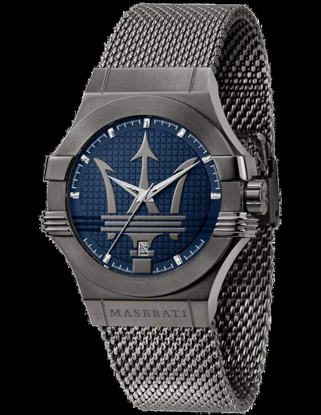 Montre Maserati R8853108005 au cadran gris soleillé, aiguilles et index argentés, style sport chic