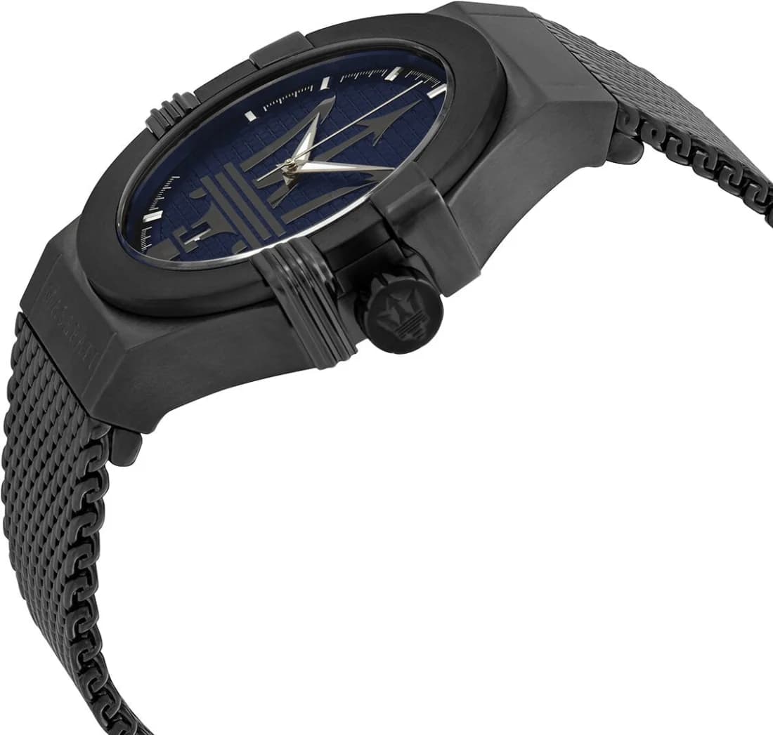 Cadran Maserati R8853108005 avec index bâtons appliqués, aiguilles dauphine, date à 3h, design épuré