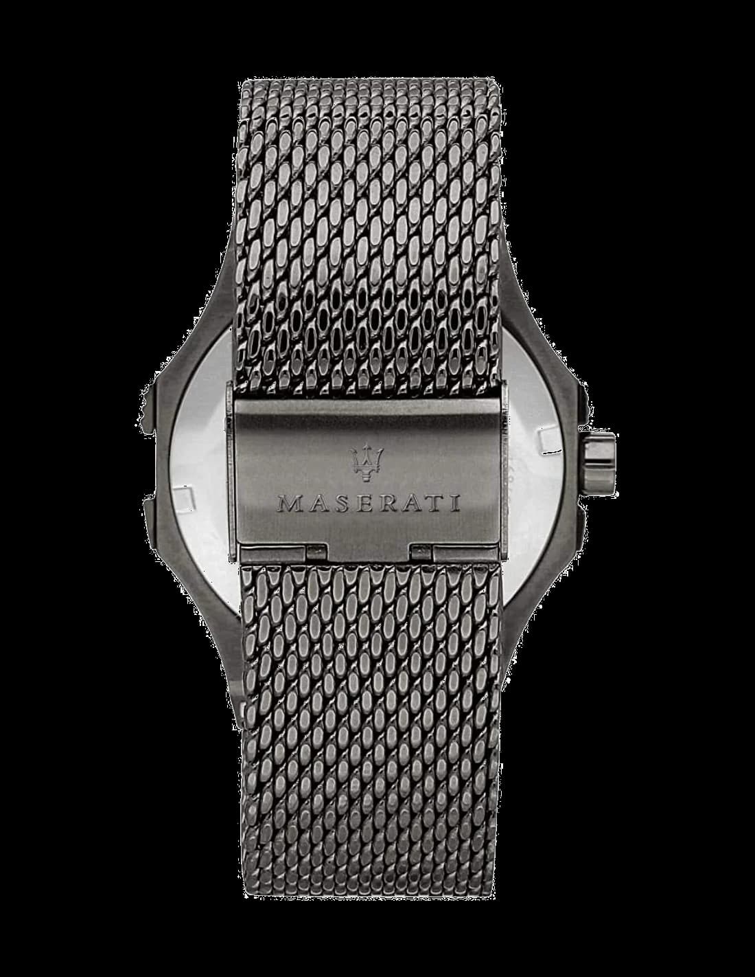 Bracelet Maserati R8853108005 en maille milanaise gris acier, fermoir déployant, confort ajustable