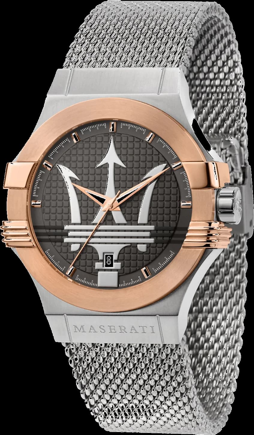 Montre Maserati R8853108007 au cadran gris soleillé et acier brossé, style chic contemporain