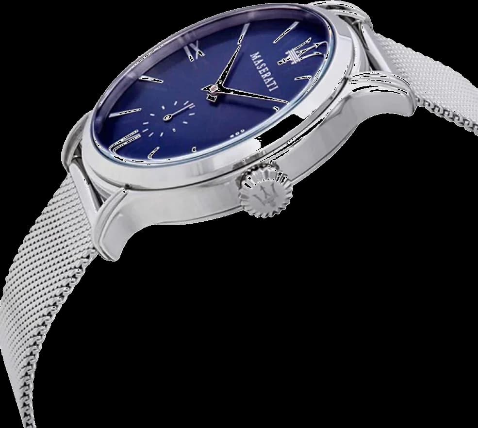 Cadran Maserati R8853118006 au cadran bleu avec index bâtons et aiguilles luminescentes date à 3h