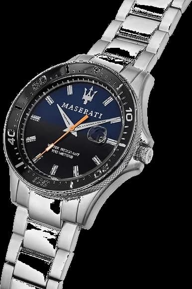 Cadran Maserati R8853140001 dégradé noir et bleu avec index appliqués et aiguilles bâtons