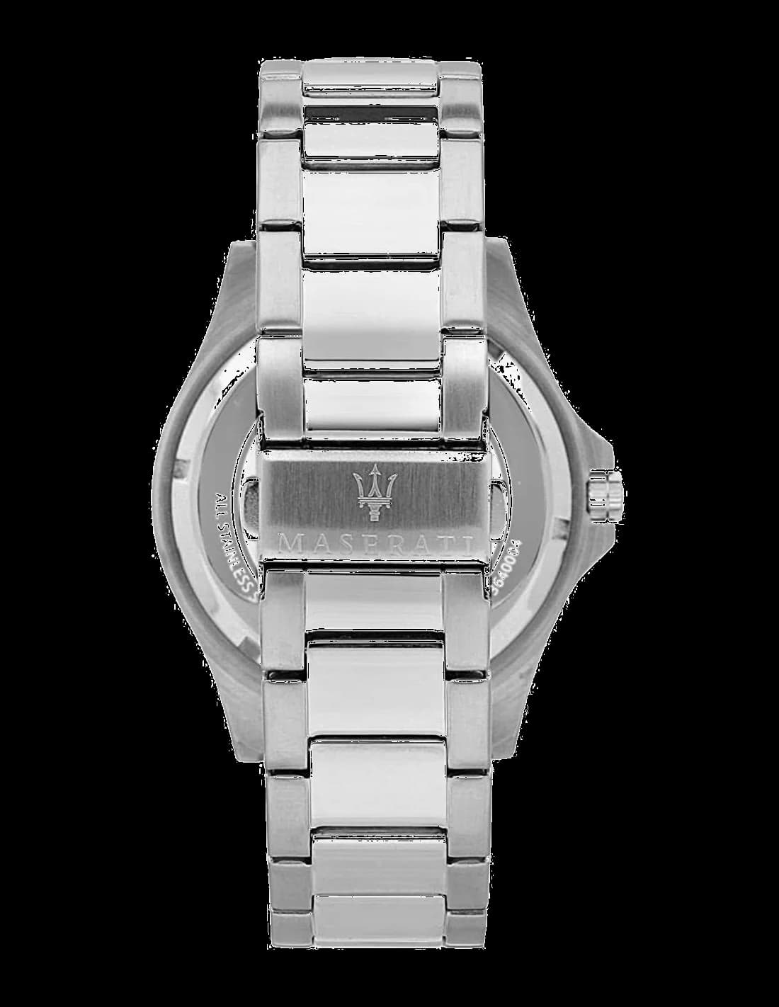 Boîtier Maserati R8853140001 rond en acier inoxydable brossé et poli, lunette fine et profil épuré