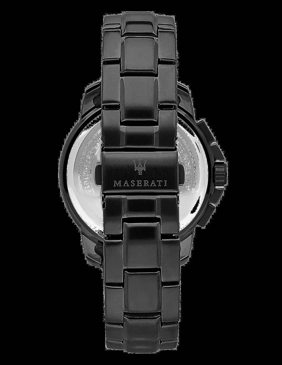 Bracelet Maserati R8853144001 en acier maillé noir, fermoir déployant, confort et robustesse