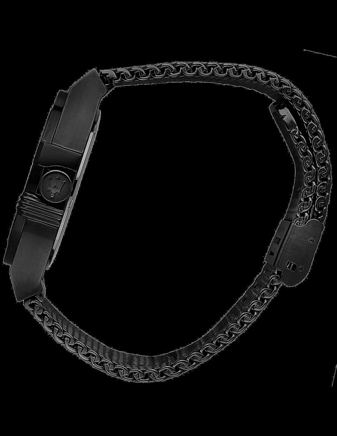 Bracelet Maserati R8853144002 en maille milanaise acier noir, fermoir déployant ajustable