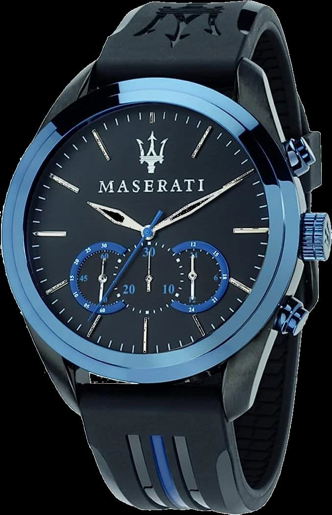 Montre Maserati R8871612006 au cadran noir chronographe, style sportif et élégant
