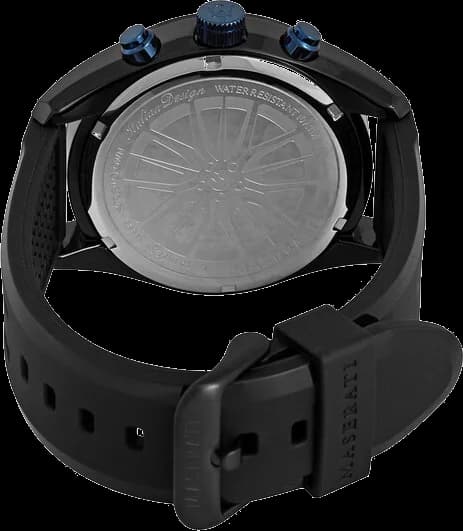 Bracelet Maserati R8871612006 en caoutchouc noir texturé, fermoir déployant, confort sportif