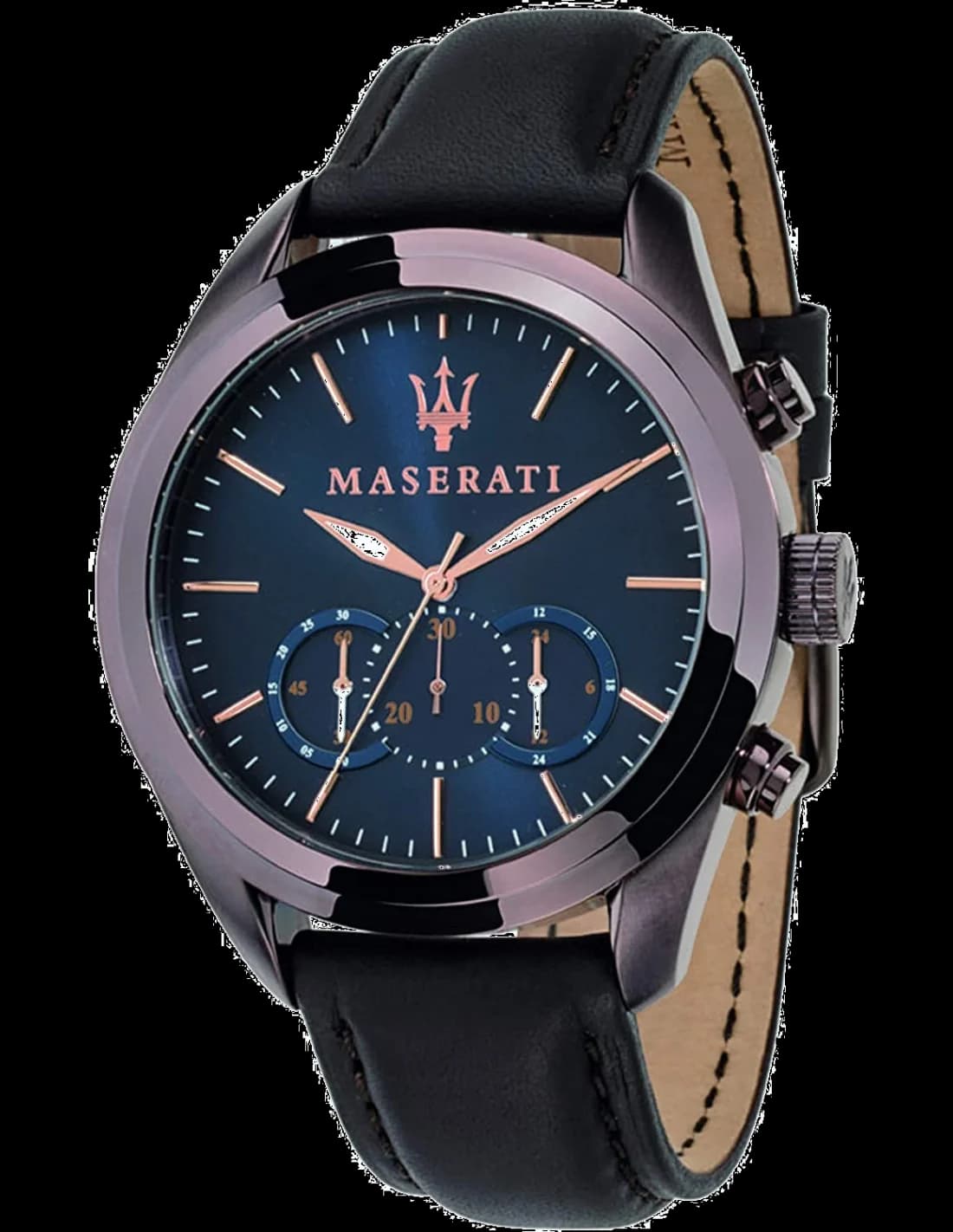 Montre Maserati R8871612008 au cadran bleu soleil et index appliqués, style sport chic intemporel