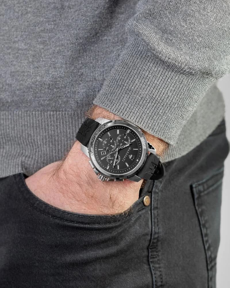 Montre Homme Maserati Successo R8871621014 bracelet en caoutchouc noir vue 5