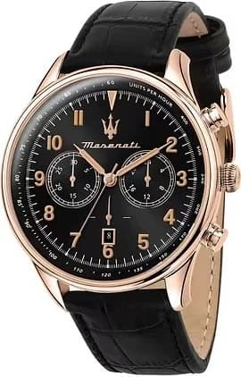 Montre Maserati R8871646001 au cadran noir multifonctions avec index argentés et aiguilles luminescentes, style sport chic