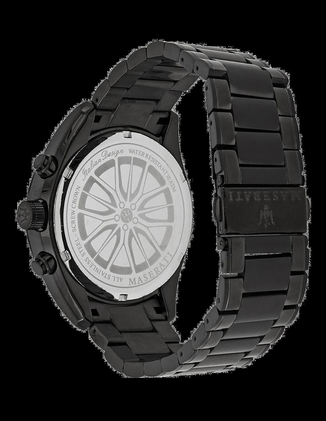 Bracelet Maserati R8873612002 en acier noir brossé avec boucle déployante, finition mate