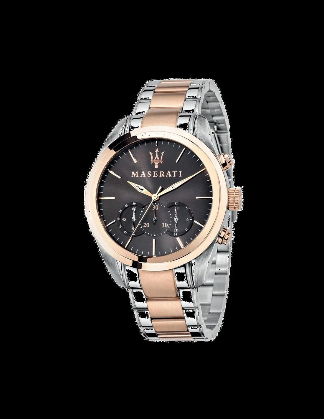 Montre Maserati R8873612003 cadran noir soleil avec index appliques et aiguilles bicolores, style sport chic