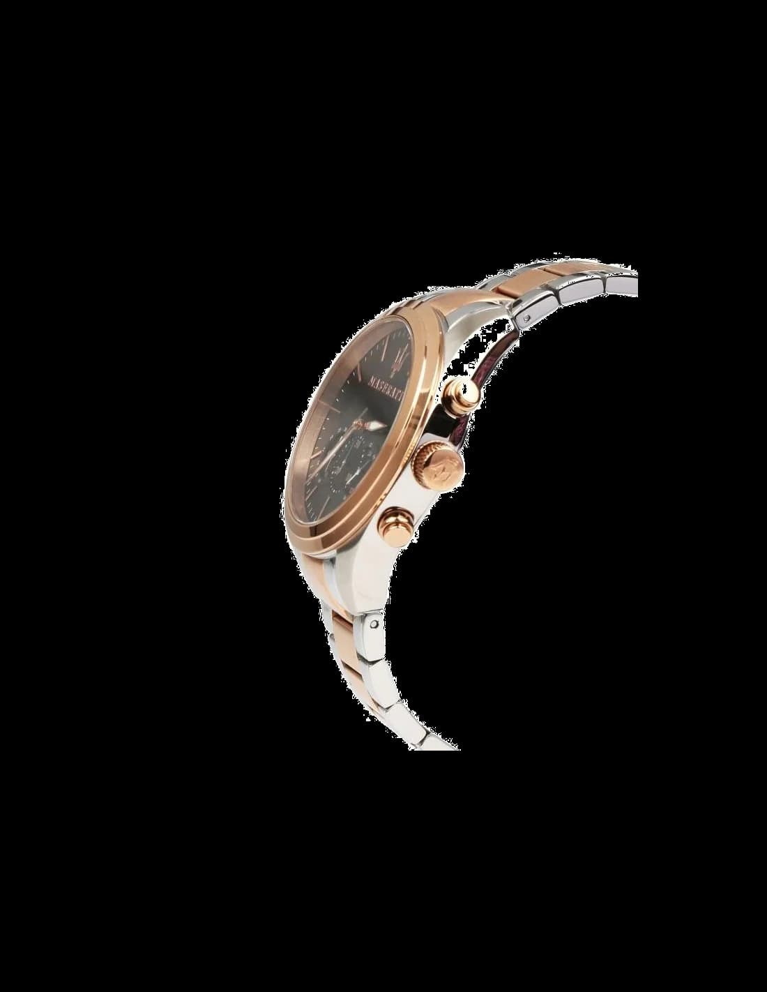 Bracelet Maserati R8873612003 acier bicolore or et argent, maillons alternés, boucle déployante gravée