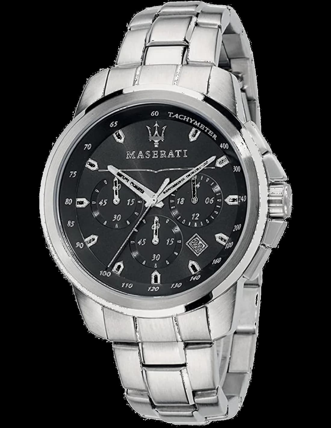 Montre Maserati R8873621001 au cadran noir profond et aiguilles luminescentes, style sport chic