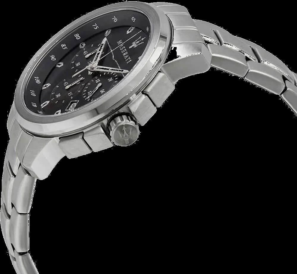 Cadran Maserati R8873621001 avec index appliqués, aiguilles bâton et guichet date à 3h