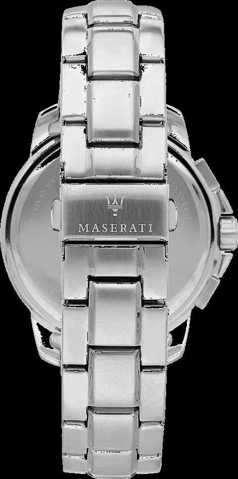 Bracelet Maserati R8873621002 en acier inoxydable argenté à maillons trois rangées, fermoir déployant double sécurité
