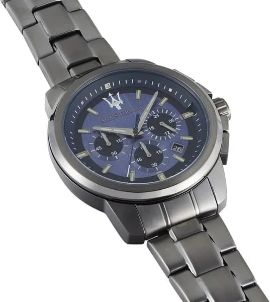 Bracelet Maserati R8873621005 en acier inoxydable noir mat à boucle déployante siglée Maserati