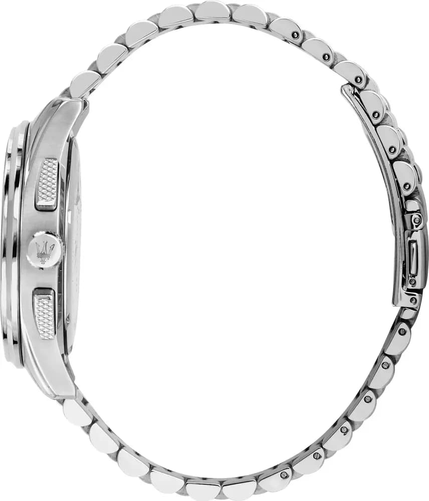 Bracelet Maserati R8873624004 en acier à maillons, fermoir déployant, finition brossée brillante