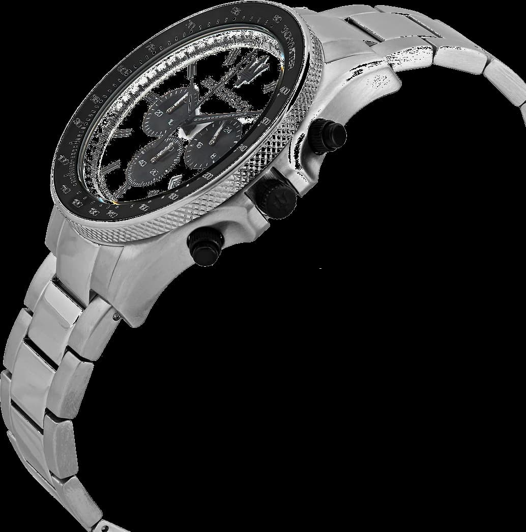Cadran Maserati R8873640003 avec index bâtons argentés, aiguilles luminescentes et guichet date à 3h