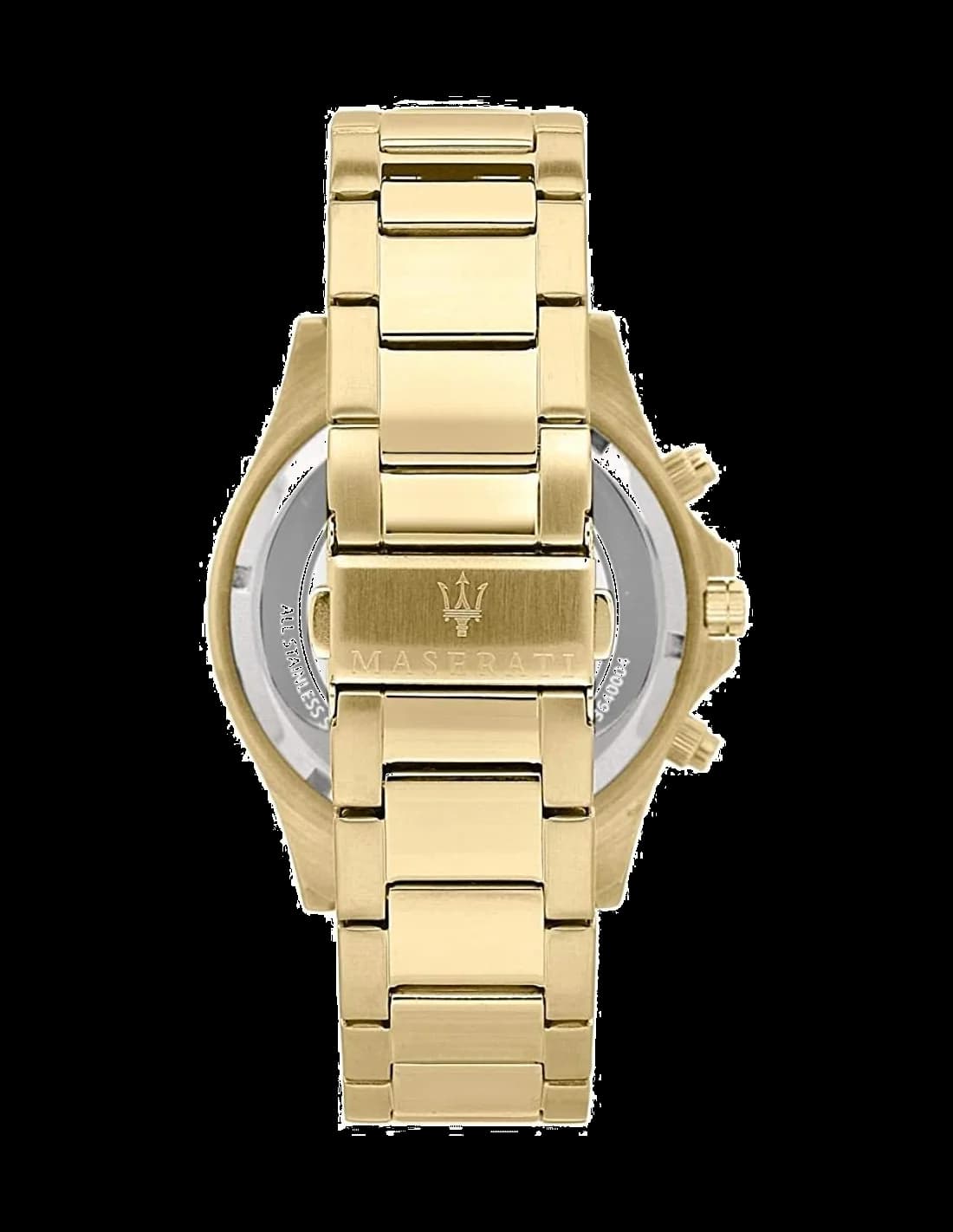 Bracelet Maserati R8873640005 en acier doré jaune avec fermoir déployant, maillons polis et satinés