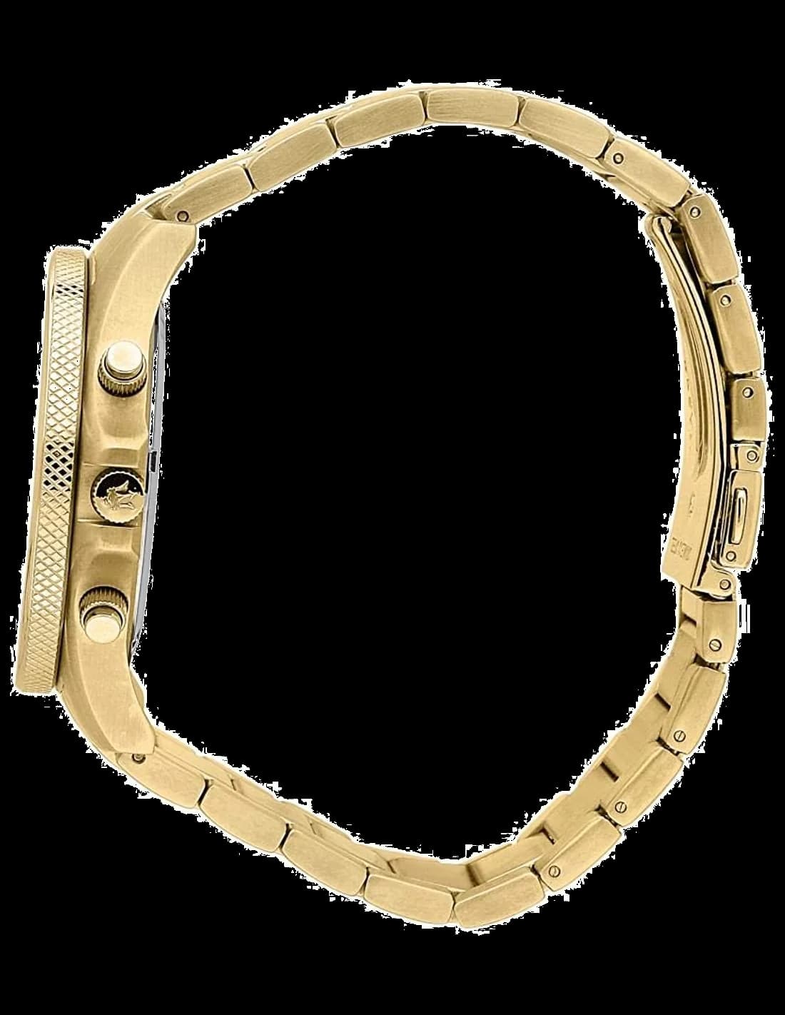 Boîtier Maserati R8873640005 en acier doré jaune de 41 mm, lunette lisse et fond vissé, vue profil élégant