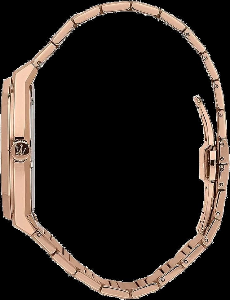 Bracelet Maserati R8873642007 en acier doré rose, maillons polis, boucle déployante signée Maserati
