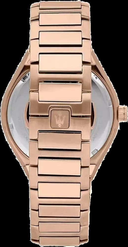Boîtier Maserati R8873642007 en acier inoxydable doré rose, lunette lisse, profil fin et élégant