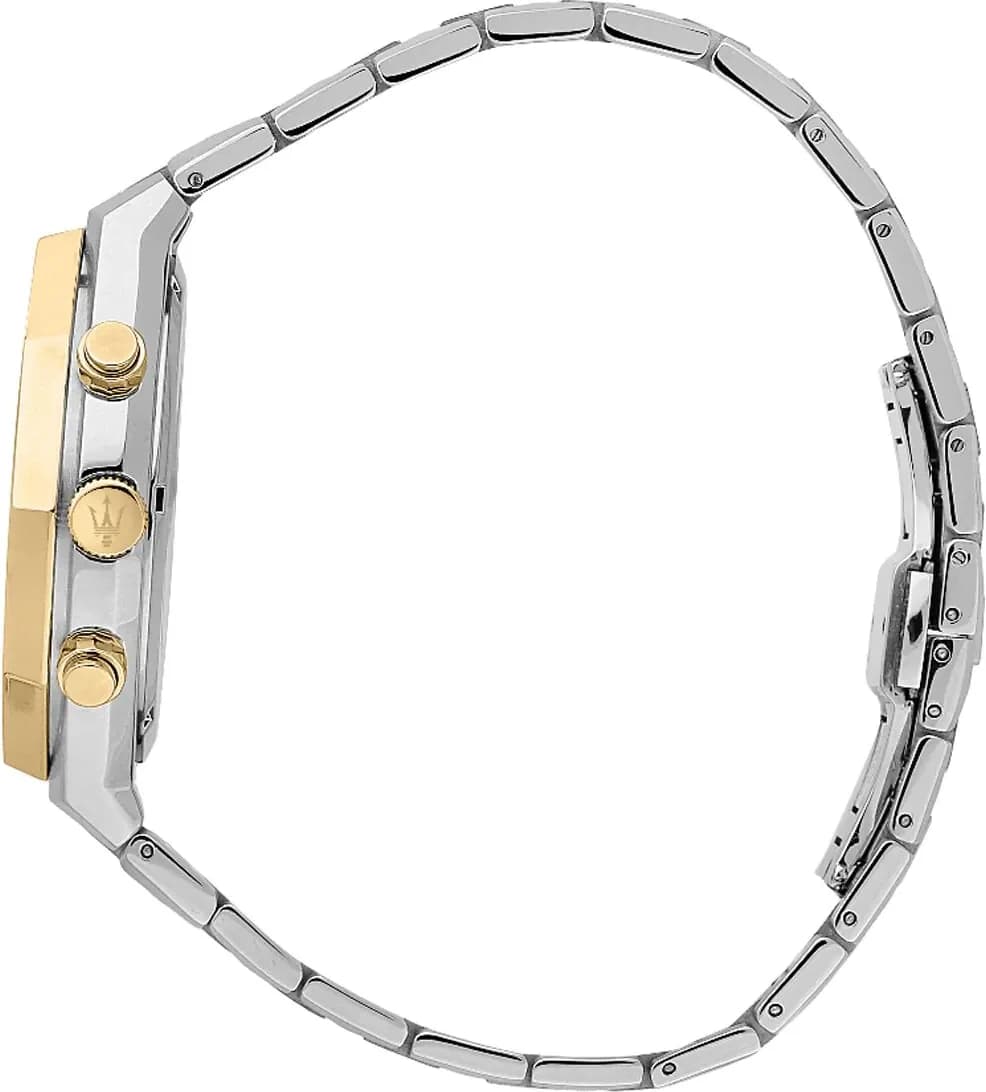Bracelet Maserati R8873642009 acier et PVD or deux tons, maillons mixtes, boucle déployante à double sécurité