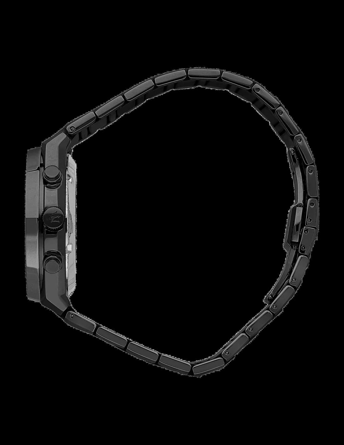 Bracelet Maserati R8873644001 en acier noir avec maillons alternés, fermoir déployant triple bouton-poussoir, finition brossée