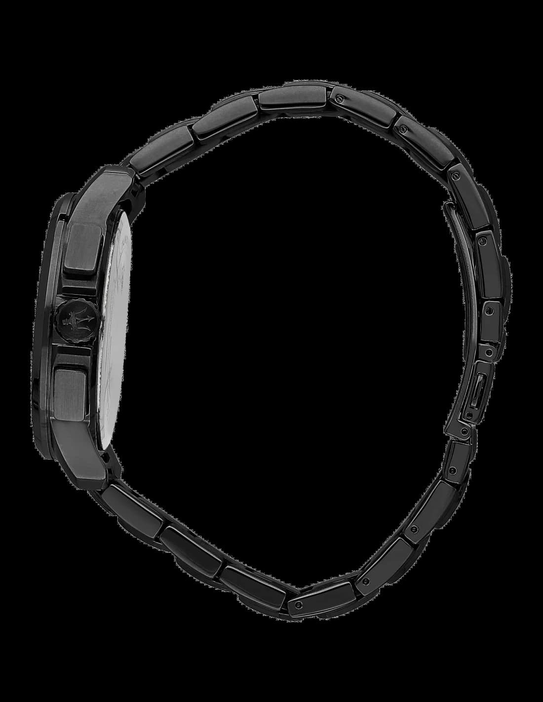 Bracelet Maserati R8873644003 en acier noir avec détails turquoise, fermoir déployante triple, maillons polis et satinés