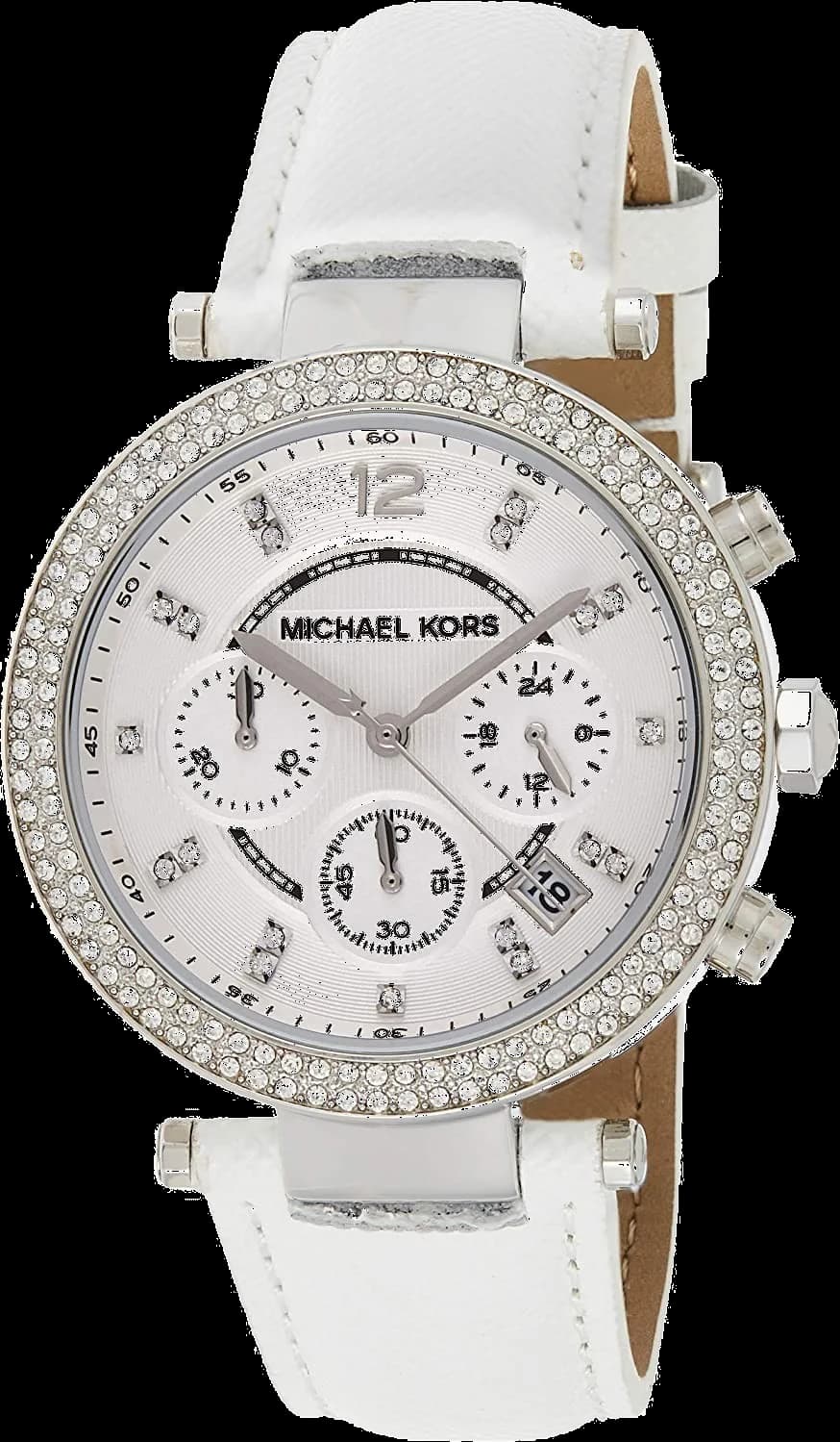 Montre Michael Kors MK2277 avec cadran blanc nacré et lunette sertie de cristaux scintillants