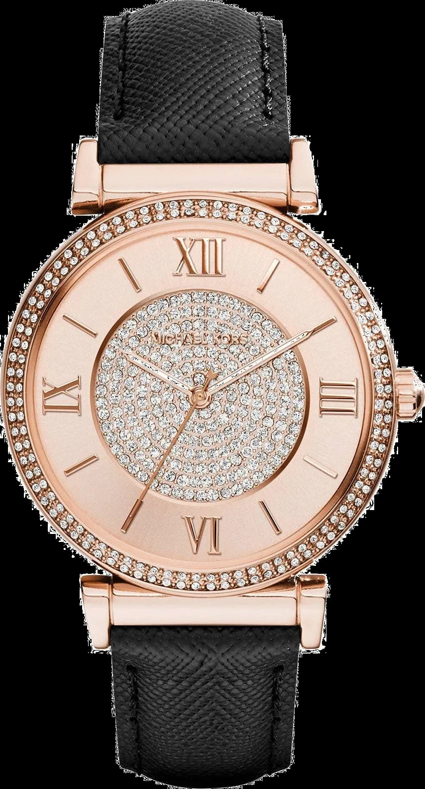 Montre Michael Kors MK2376 au cadran or rose et noir, style chic et moderne