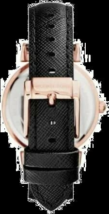 Bracelet Michael Kors MK2376 en cuir noir avec boucle ardillon, finition lisse