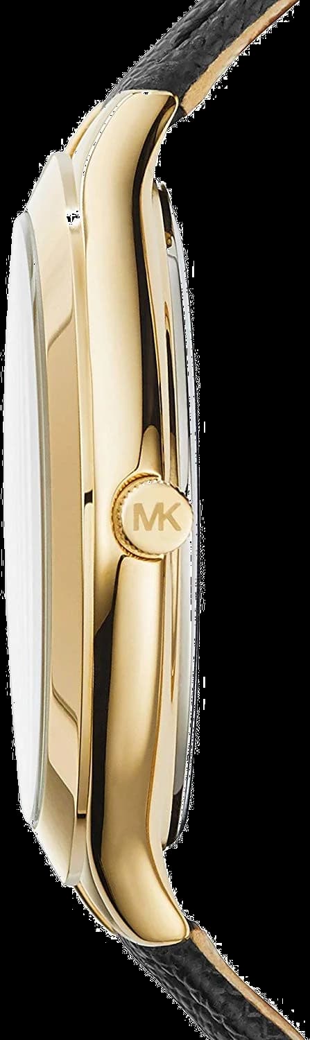 Cadran Michael Kors MK2392 orné d'index et d'aiguilles dorés sur fond soleil, date à 3h