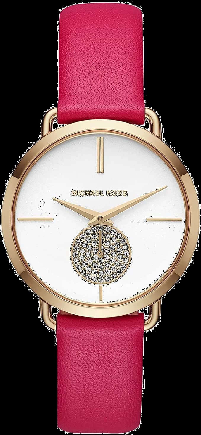 Cadran Michael Kors MK2710 présentant index bâtons dorés et date à 3 heures