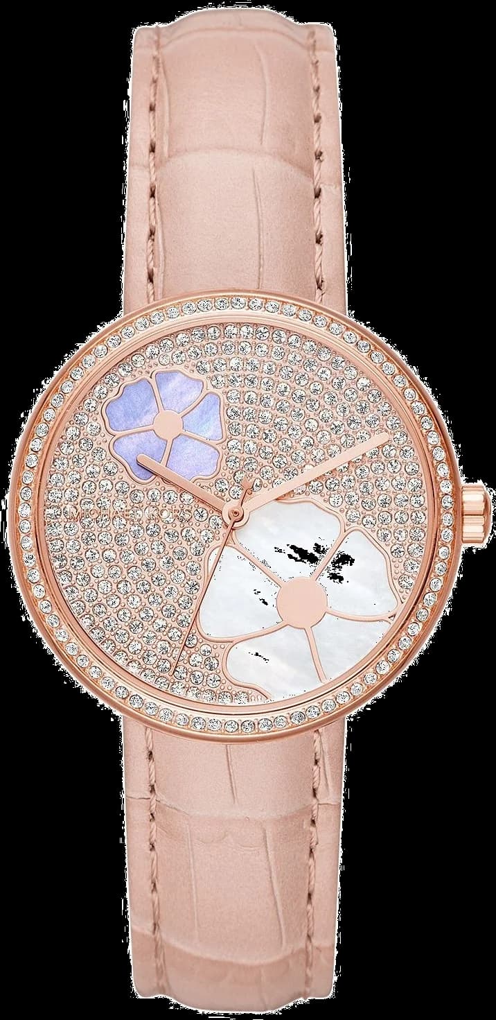 Montre Michael Kors MK2718 au cadran argenté soleil et index dorés, style élégant et moderne