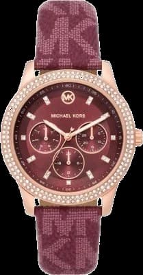 Montre Michael Kors MK2967 avec cadran bordeaux soleil et finitions dorées, style chic et féminin