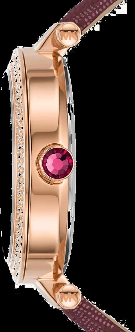 Bracelet Michael Kors MK2974 en cuir marron clair à boucle ardillon dorée rose