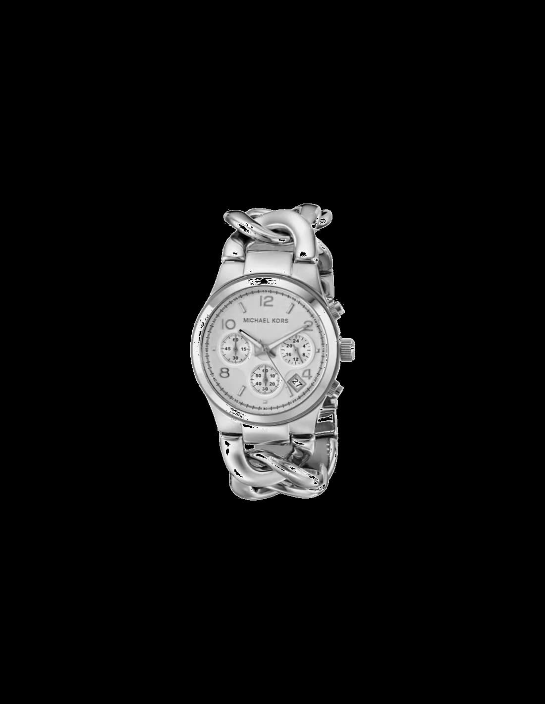 Montre Michael Kors MK3149 avec cadran noir soleil, index dorés et aiguilles bâton, style chic et sportif