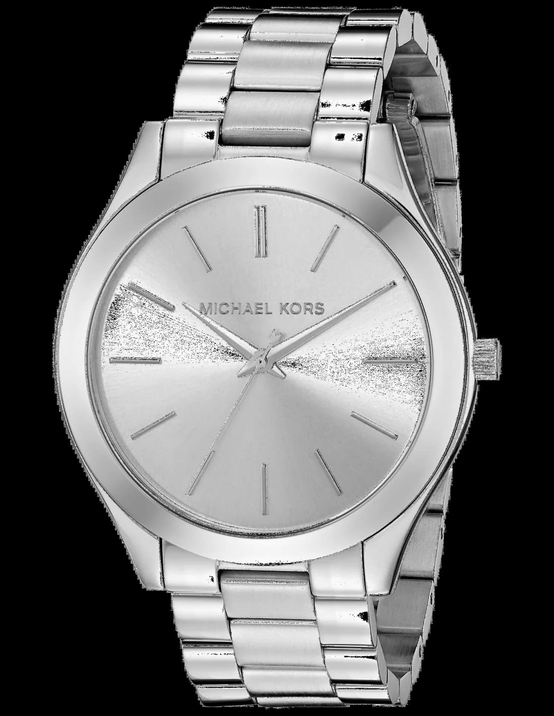Montre Michael Kors MK3178 en acier argenté avec cadran noir et index dorés