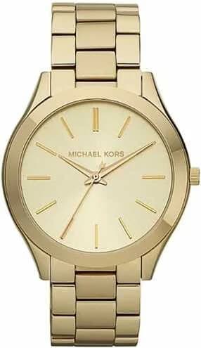 Montre Michael Kors MK3179 au boîtier acier doré et cadran blanc épuré avec index bâtons