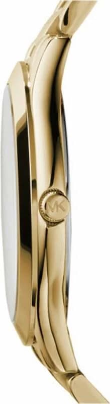 Cadran Michael Kors MK3179 blanc aux index bâtons dorés et aiguilles dorées sans complications