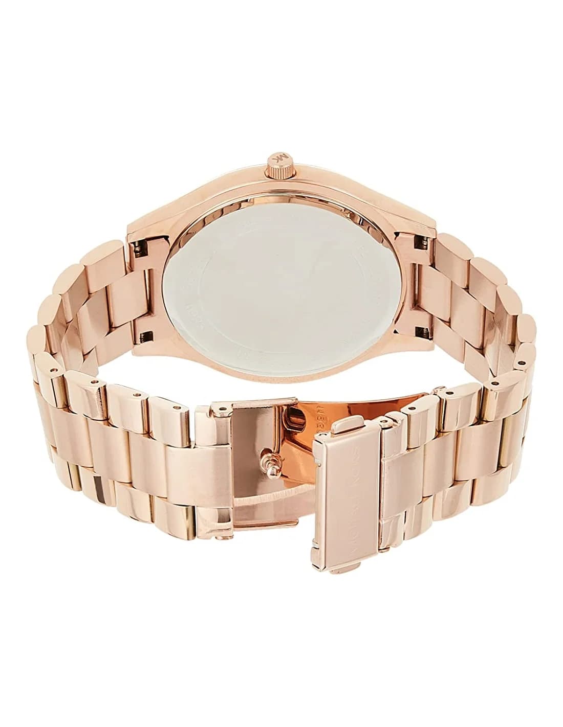 Bracelet Michael Kors MK3181 en acier doré rose à maillons polis, fermoir déployant signé, confortable au poignet