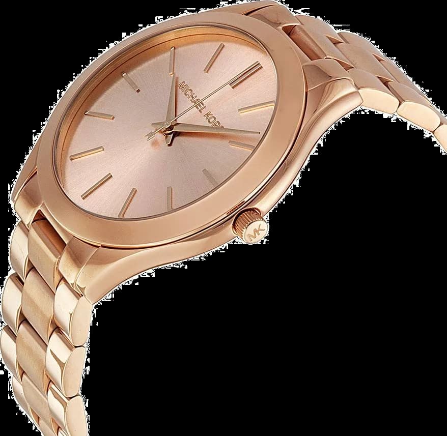 Cadran Michael Kors MK3197 avec index bâtons et aiguilles dorées, date à 3h pour un look chic