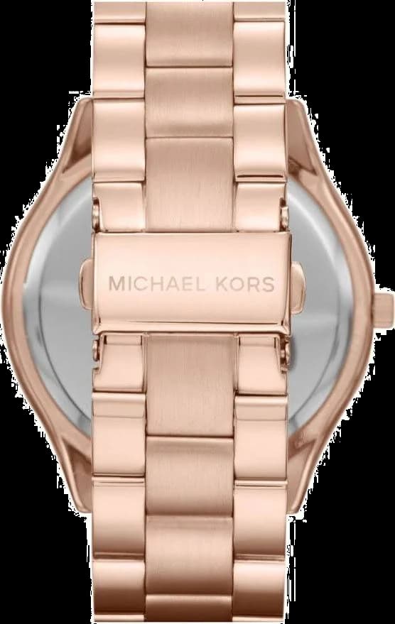 Boîtier Michael Kors MK3197 rond en acier doré, lunette lisse, profil fin et féminin pour un bijou moderne