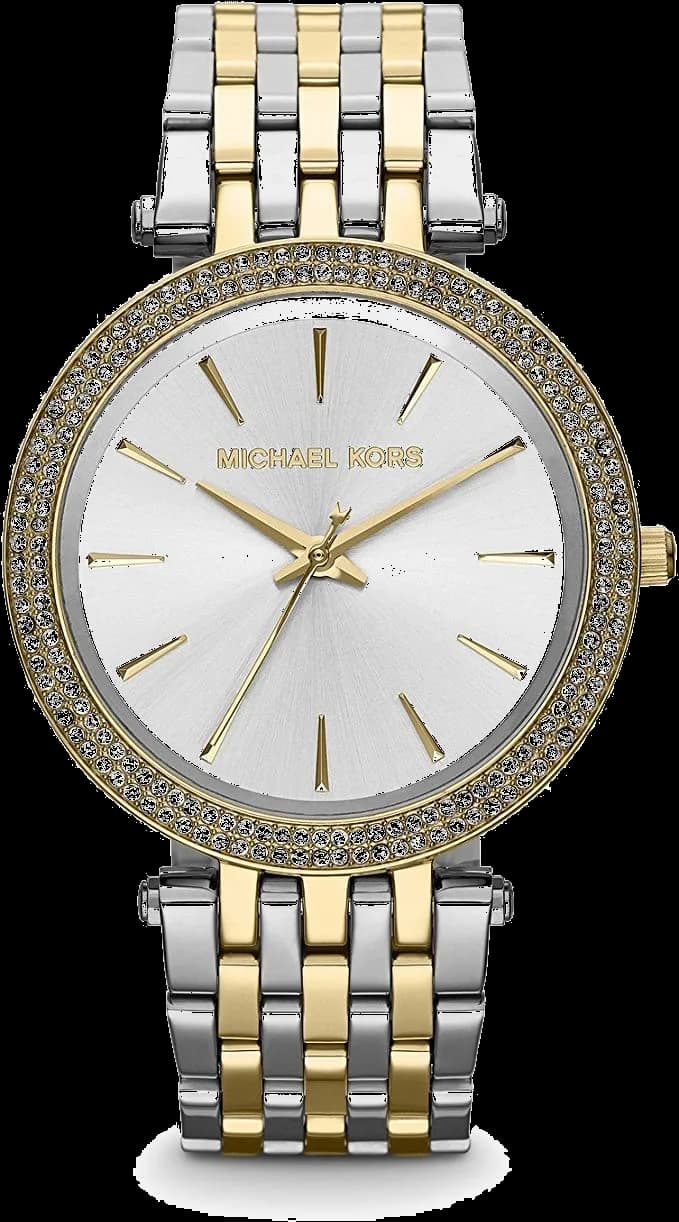 Montre Michael Kors MK3215 avec cadran blanc nacré et index dorés, style raffiné
