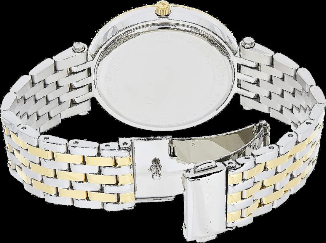 Bracelet Michael Kors MK3215 en acier bicolore or et argent, fermoir déployant, maillons polis