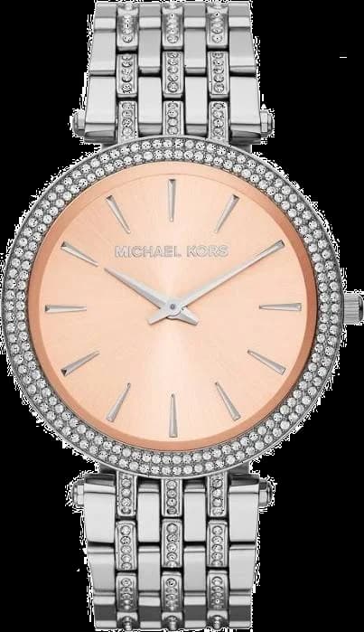 Montre Michael Kors MK3218 avec cadran blanc nacré et index strass, style élégant et raffiné