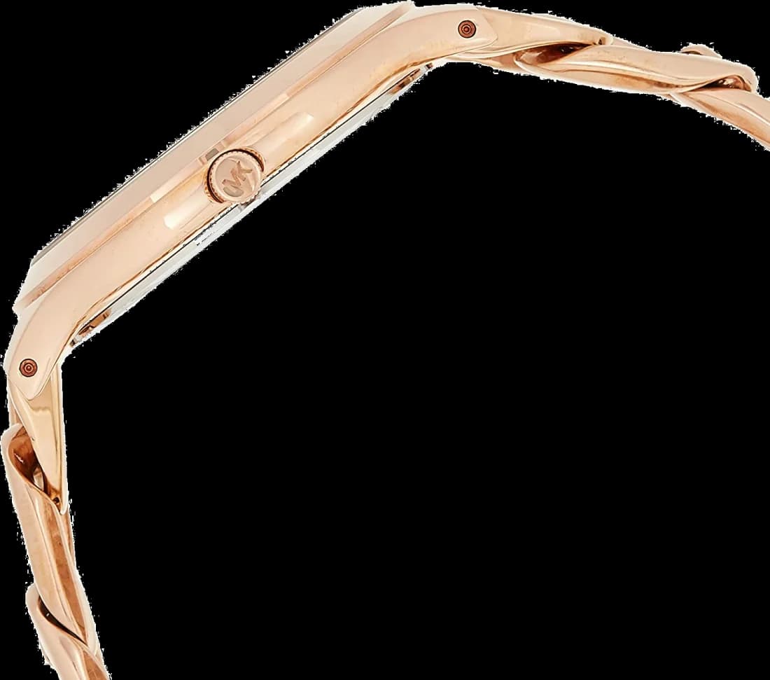 Cadran Michael Kors MK3223 blanc nacré avec index bâtons appliqués et aiguilles dorées, date à 3h